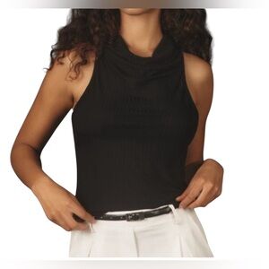 By Anthropologie Black Cowl Neck Top Waist-Length NWT Size Medium